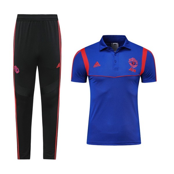 Polo Ensemble Complet Manchester United 2019-20 Bleu Rouge